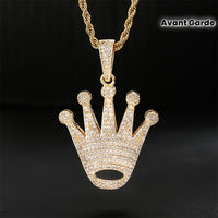 - Crown Pendant Necklace With Copper Inlaid Zirconia, 18K Golden Plated ✨
