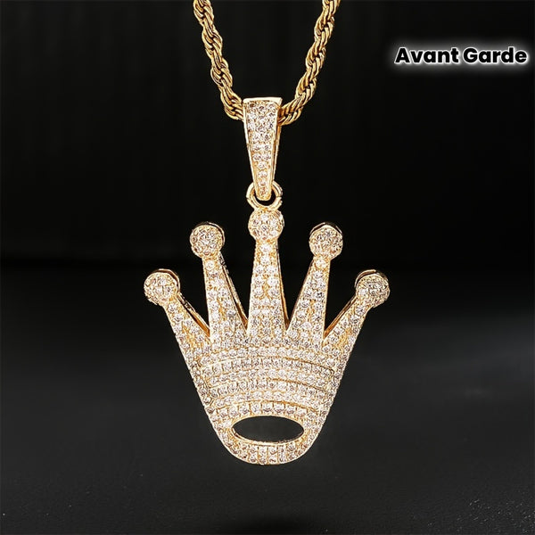 - Crown Pendant Necklace With Copper Inlaid Zirconia, 18K Golden Plated ✨