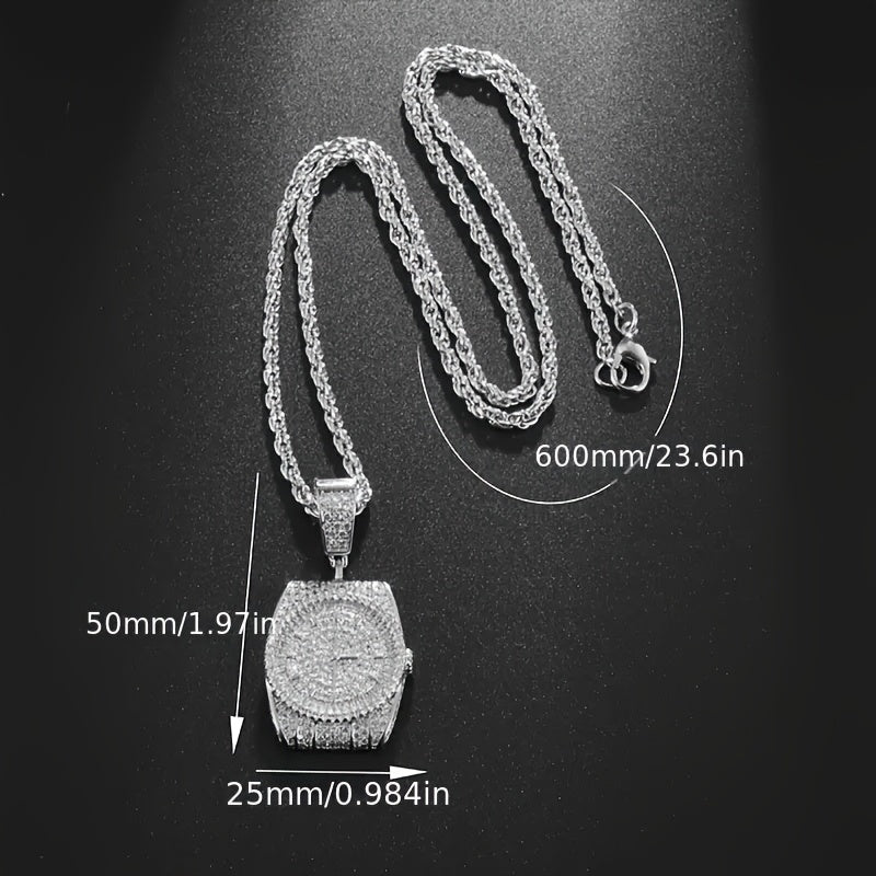 Stylish Pendant Necklace Featuring a Synthetic Synthetic Zircon Watch Design ✨