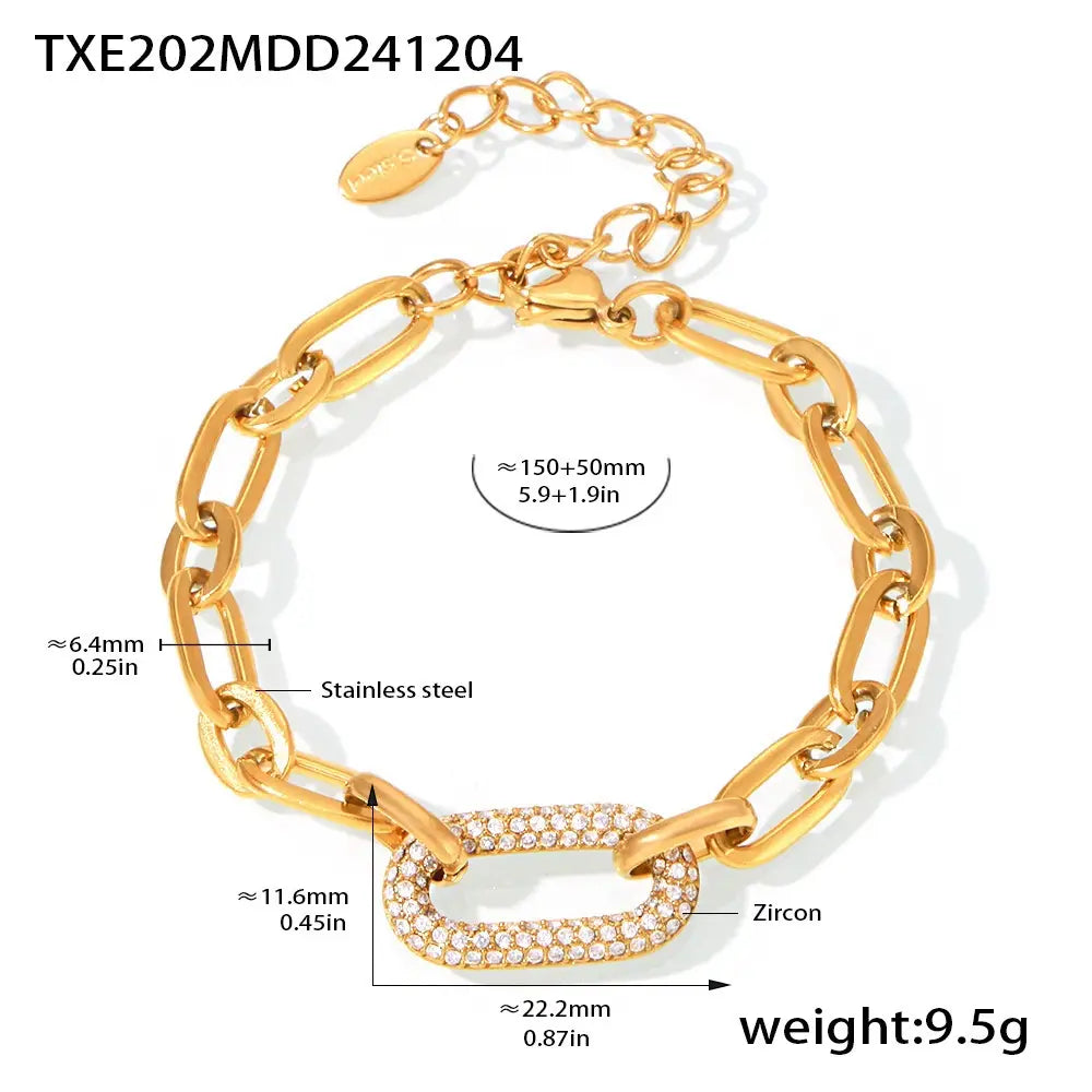 Titanium Steel Jewelry Stainless Steel Micro-pave Zircon Clavicle Necklace And Bracelet ✨