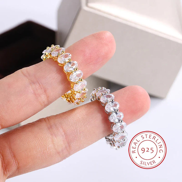 925 Silver Ring  Luxury Female White Crystal Stone Ring Rose Gold Silver 💍