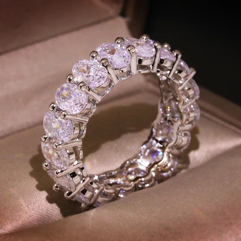 925 Silver Ring  Luxury Female White Crystal Stone Ring Rose Gold Silver 💍