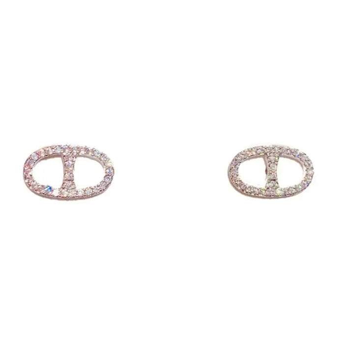 925 Sterling Silver Jewelry Crystal Pig Nose Stud Earrings for Women Girls Party Jewelry For Girls Friend Gift
