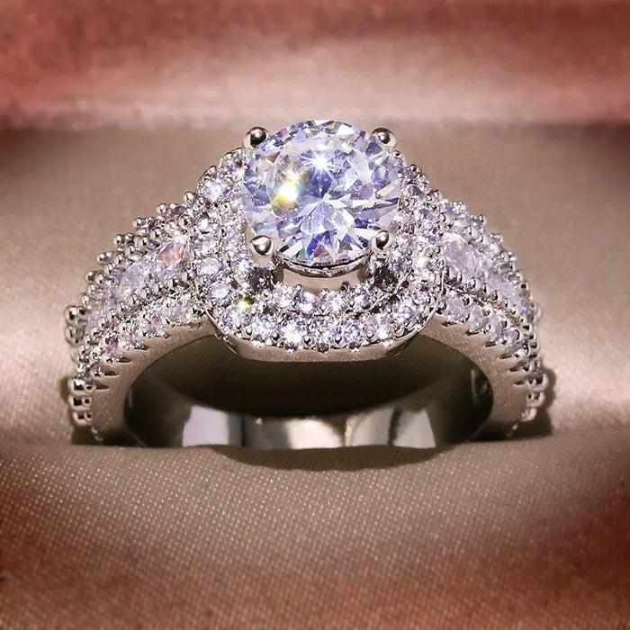 925 Sterling Silver Square Zircon Full Diamond Ring 💍