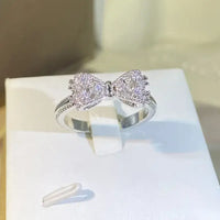 925 sterling silver Stamp Wedding Bands Statement Fancy Bow Ring 💍