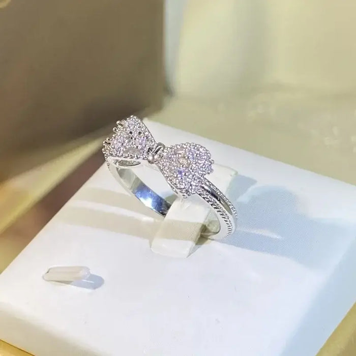 925 sterling silver Stamp Wedding Bands Statement Fancy Bow Ring 💍