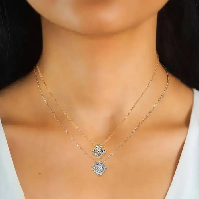 925Sterling Silver Clover Moissanite Women's Necklace With Certificate 💎