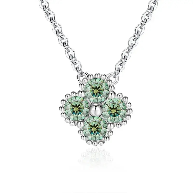 925Sterling Silver Clover Moissanite Women's Necklace With Certificate 💎