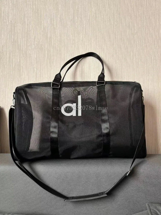 New Women'S Transparent Mesh Gym Bag Large Capacity Sports Fitness Bag Men Outdoor Yoga Portable Travel Storage Luggage Handbag