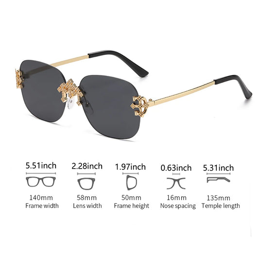 New 2025 Vintage Luxury Rimless Square Sunglasses Women Men Fashion Brand Designer Retro Sun Glasses Outdoor Travel Retro Shade