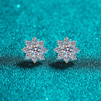 S925 Sterling Silver Snowflake Stud Earrings For Women With Moissanite ✨