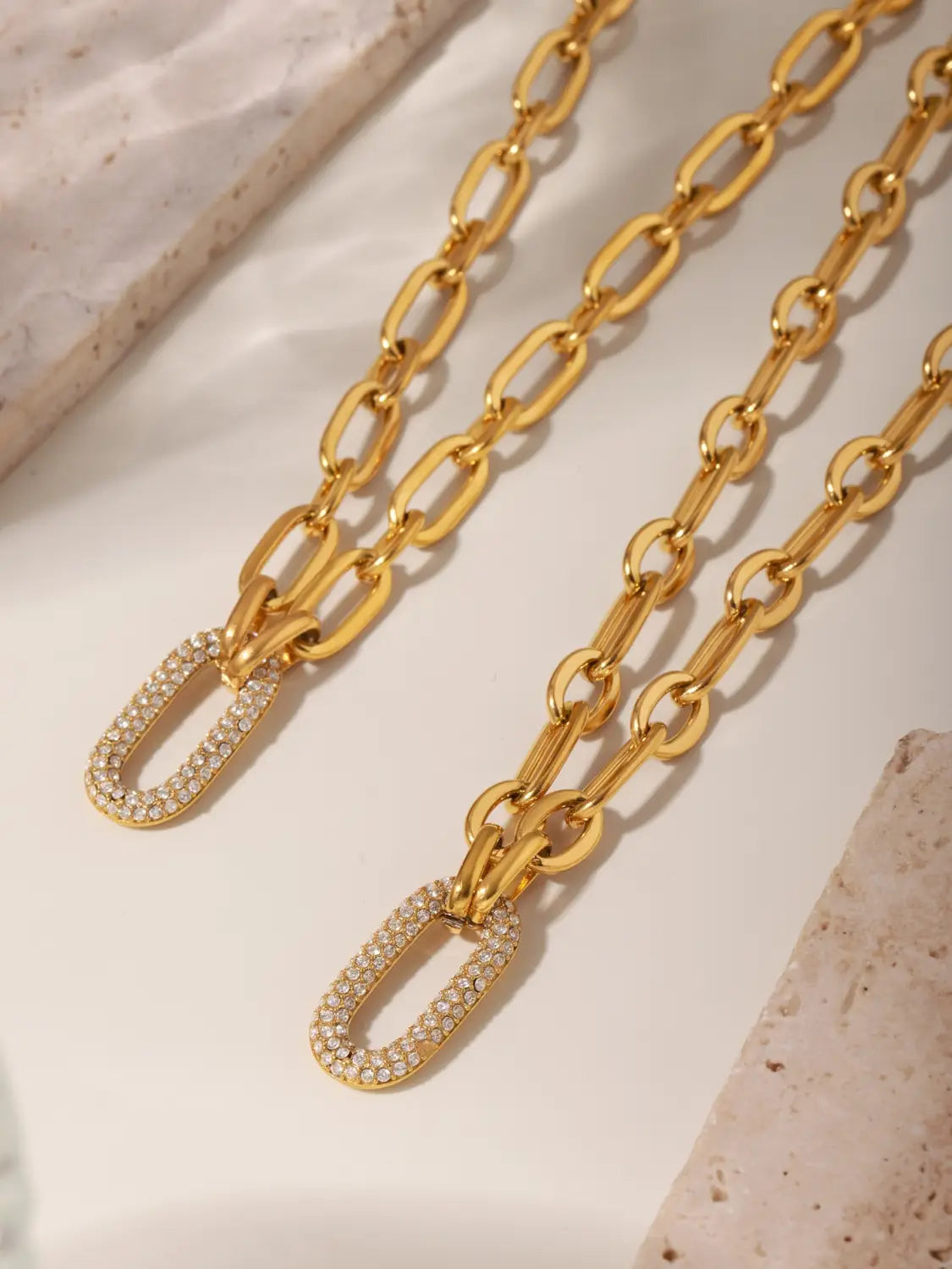 Titanium Steel Jewelry Stainless Steel Micro-pave Zircon Clavicle Necklace And Bracelet ✨