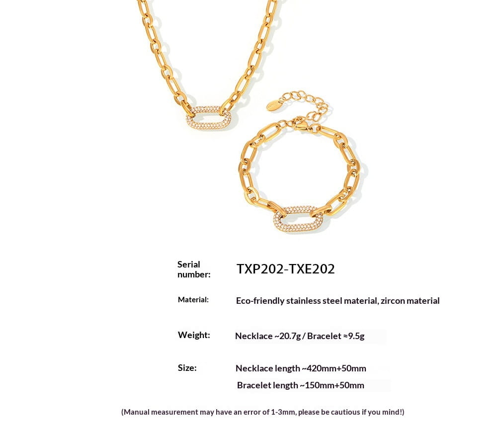 Titanium Steel Jewelry Stainless Steel Micro-pave Zircon Clavicle Necklace And Bracelet ✨
