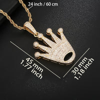 - Crown Pendant Necklace With Copper Inlaid Zirconia, 18K Golden Plated ✨