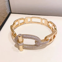Bangle bracelet 18 k gold plated brass jewelry punk style belt court style for woman💎
