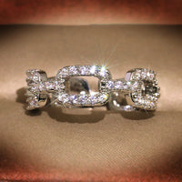 925 New Silver Color Chain Ring with Bling Zircon Stone Rings for Women 💍