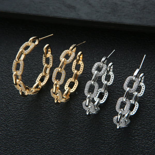 Luxury Link  Women Wedding Round Circle Hoop Earrings 💎