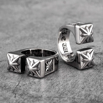 CRH Gothic Flower Stainless Steel Mens Open Rings Punk Unique✨