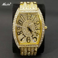 Luxury Ice Out Mens Watches Popular Tonneau Full Diamond Silver Geneva 💎