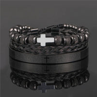 - Luxury Royal King Crown Bracelet Set For Men Stainless Steel Bangle 👑