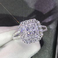 Full Bling Iced Out Micro Pave Crystal Gorgeous Square Shape Women Ring 💍