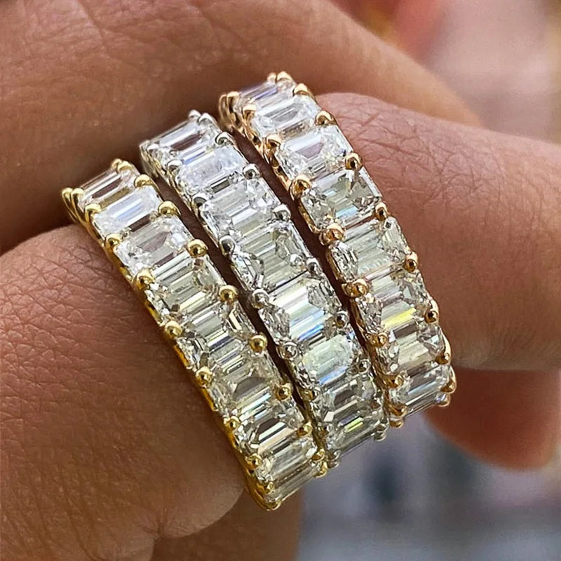 Luxury Micro Paved Square Cubic Zirconia Promise Love Rings 💍