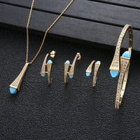 Cubic Zircon 4pcs Waterdrop Jewelry Sets