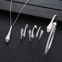 Cubic Zircon 4pcs Waterdrop Jewelry Sets