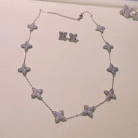 4pcs Luxury Flower Statement Necklace earring ring BraceletJewelry Set 💎