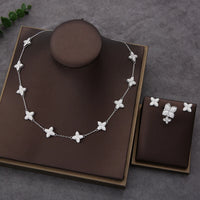 4pcs Luxury Flower Statement Necklace earring ring BraceletJewelry Set 💎