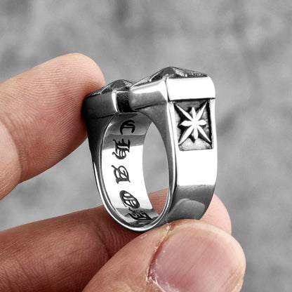 CRH Gothic Flower Stainless Steel Mens Open Rings Punk Unique✨