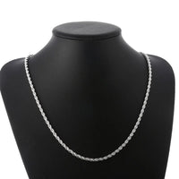 High quality 925 Sterling Silver 4MM Women Men chain Male Twisted Rope Necklace ✨