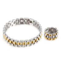 Watch Strap 10MM Wide Chain Bracelet Men Luxury Gold Color Stainless Steel✨