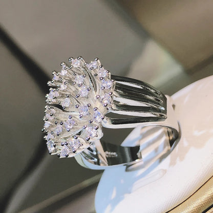 925 sterling silver glittering zircon dandelion ring 💍