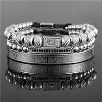 - Luxury Royal King Crown Bracelet Set For Men Stainless Steel Bangle 👑