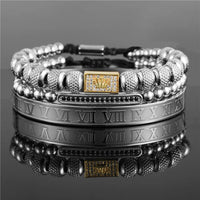 - Luxury Royal King Crown Bracelet Set For Men Stainless Steel Bangle 👑
