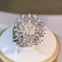 925 sterling silver glittering zircon dandelion ring 💍