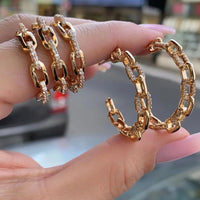 Luxury Link  Women Wedding Round Circle Hoop Earrings 💎