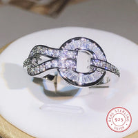 925 sterling silver geometric round winding ring 💍
