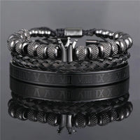 - Luxury Royal King Crown Bracelet Set For Men Stainless Steel Bangle 👑