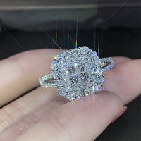 Full Bling Iced Out Micro Pave Crystal Gorgeous Square Shape Women Ring 💍