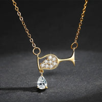 Zircon Crystal Wine Cup Charm Necklace Choker 💎