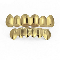 Gold Silver Plated HIP HOP Tooth Grillz Top& Bottom  Teeth Set 🦷