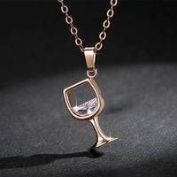 Zircon Crystal Wine Cup Pendants Women Neck Jewelry 💎