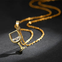 Zircon Crystal Wine Cup Pendants Women Neck Jewelry 💎