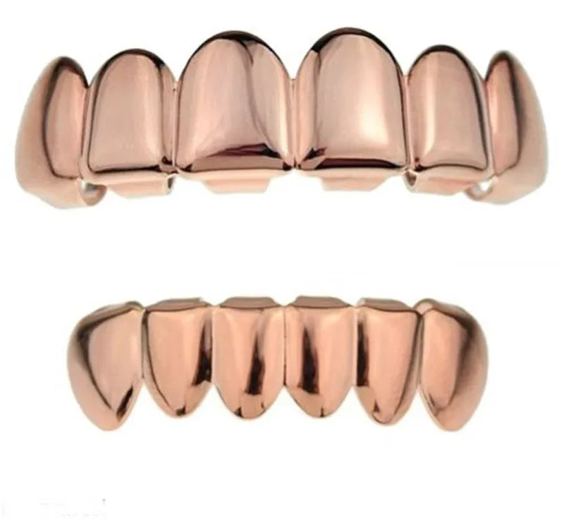 Gold Silver Plated HIP HOP Tooth Grillz Top& Bottom  Teeth Set 🦷