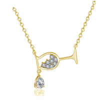 Zircon Crystal Wine Cup Charm Necklace Choker 💎
