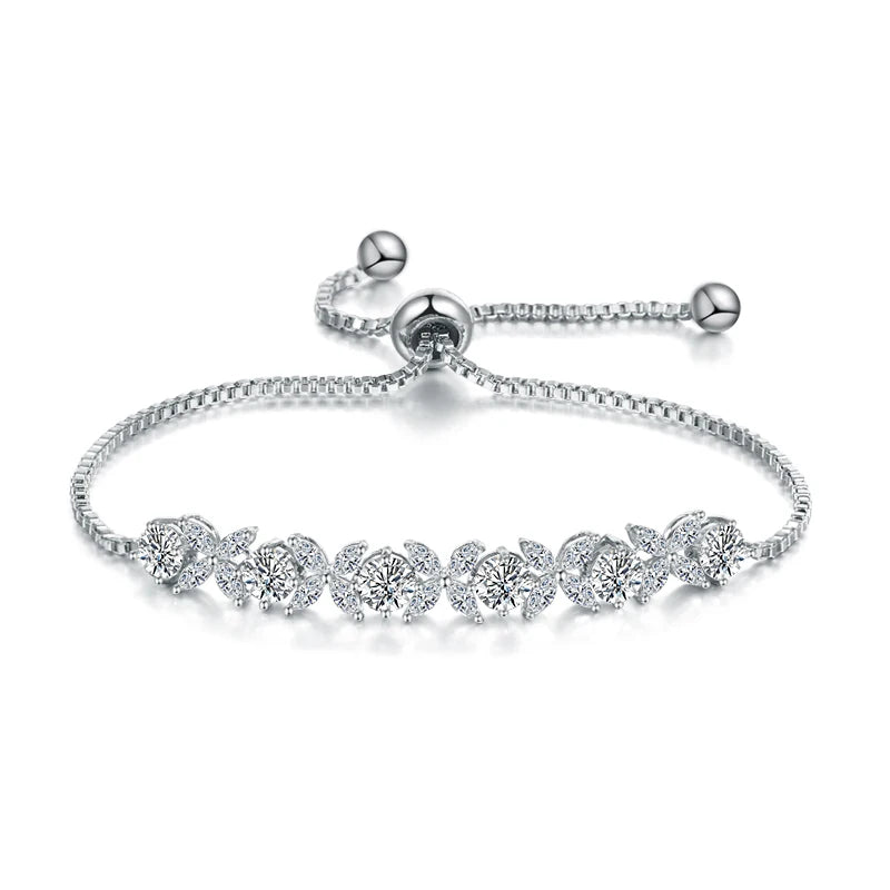 Cubic Zirconia CZ Crystal Adjustable Flower Bracelets 💎