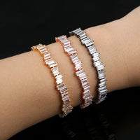 Cubic Zirconia Man And Women Baguette Bracelet Bangle Cuff Copper 💎