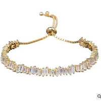 Cubic Zirconia Man And Women Baguette Bracelet Bangle Cuff Copper 💎